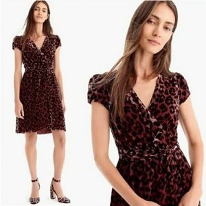 J. Crew Leopard Print Velvet Wrap Dress Size 6